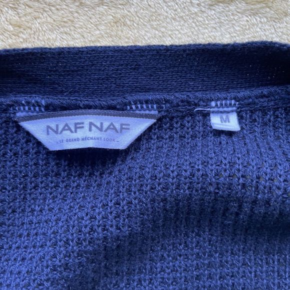 NAF NAF French  Womens Blue Duster Sweater Bows On Side Size M - Picture 7 of 10